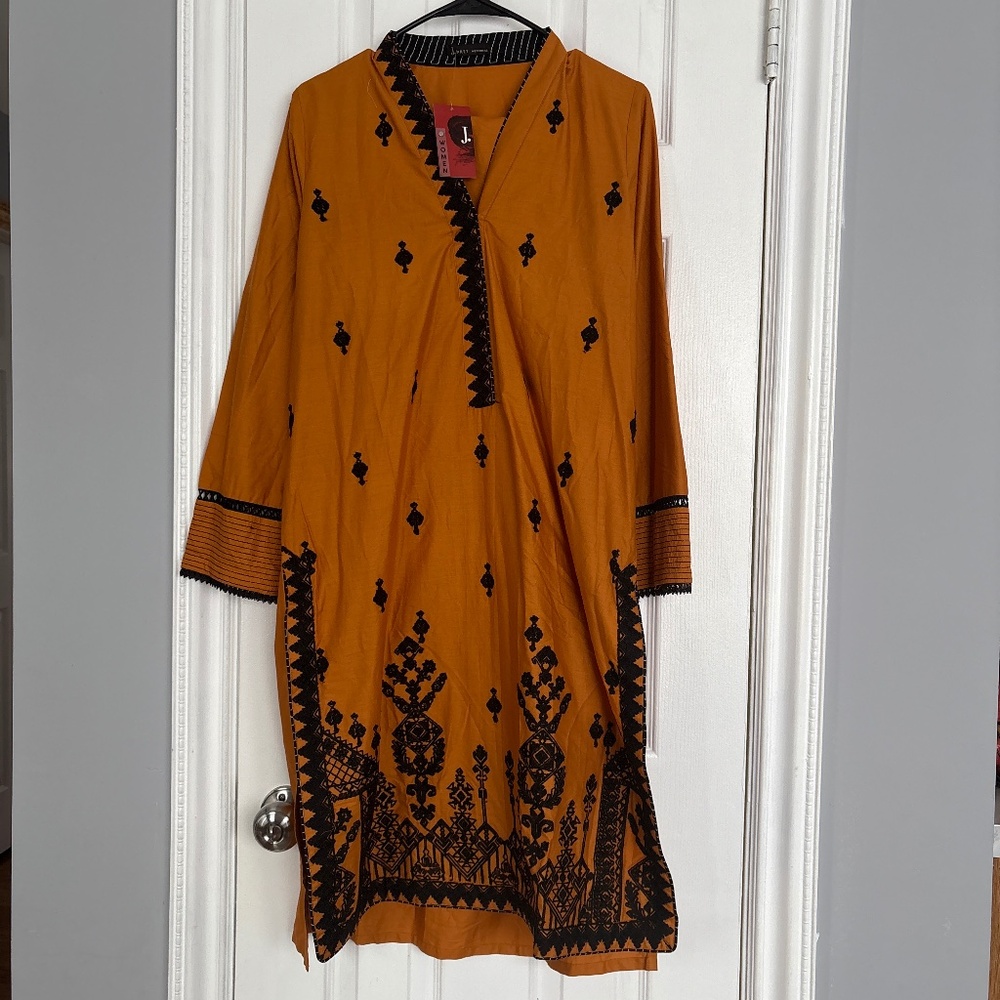Brand new orange black 2 piece shalwar kameez pakistani suit
